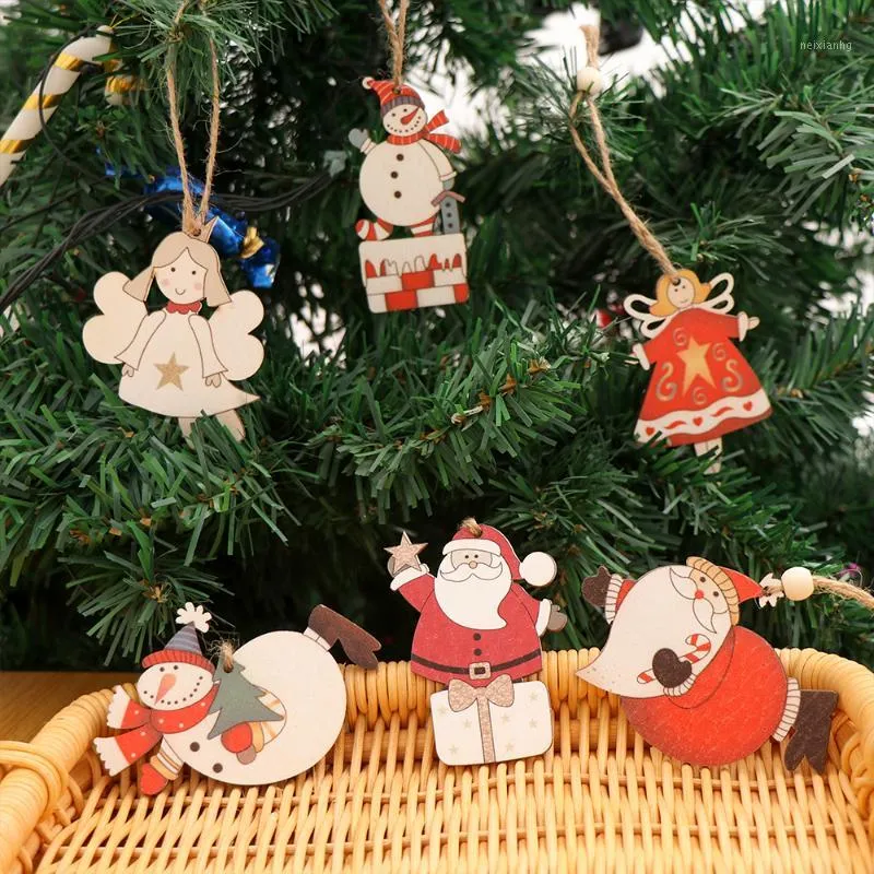 Christmas Decorations 2PCS/Set 2021 Angel Snowman Drop Ornaments Xmas Tree Gifts Crafts Hanging Pendant Supplies 6 Styles1