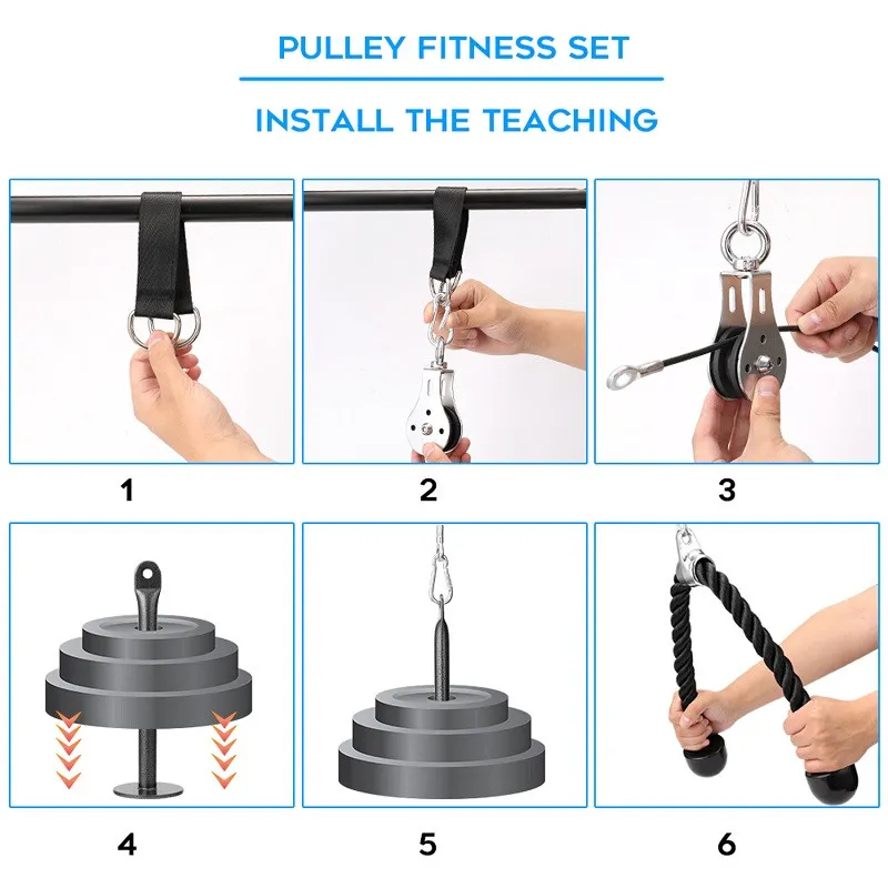 Home DIY Fitness Pulley Cable Rope Attachment System Tool Kit