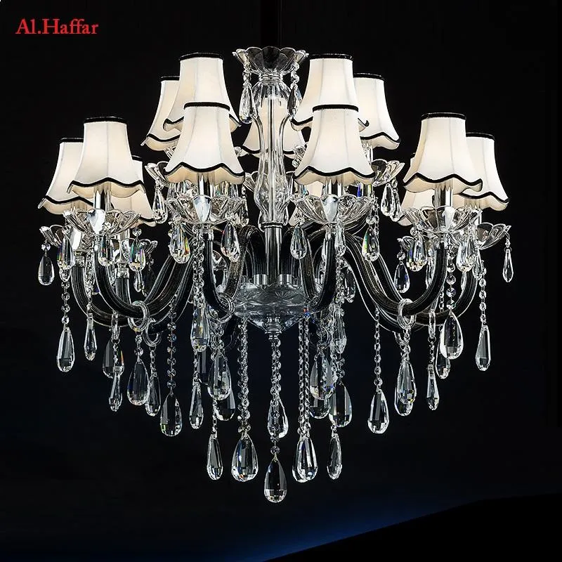 Lampadari di lusso lampadario di cristallo nero luce moda grande soggiorno ristorante lampada lampade di illuminazione