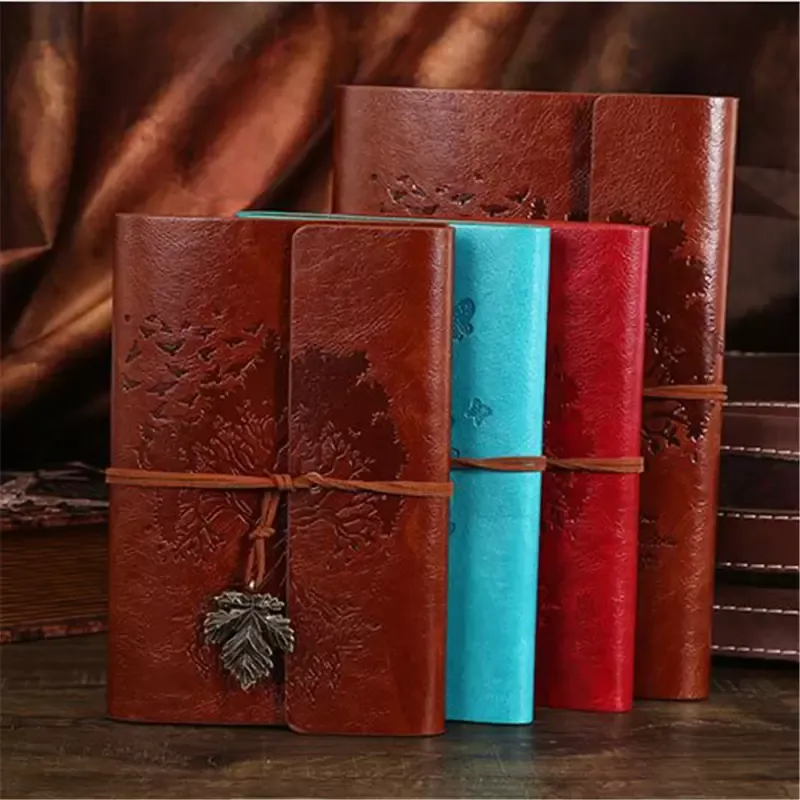 Party Favor Vintage Binder Embossed Travelers Notepads PU Leather Journal Notebook Refillable Retro Spiral Diary Sketchbook CG001