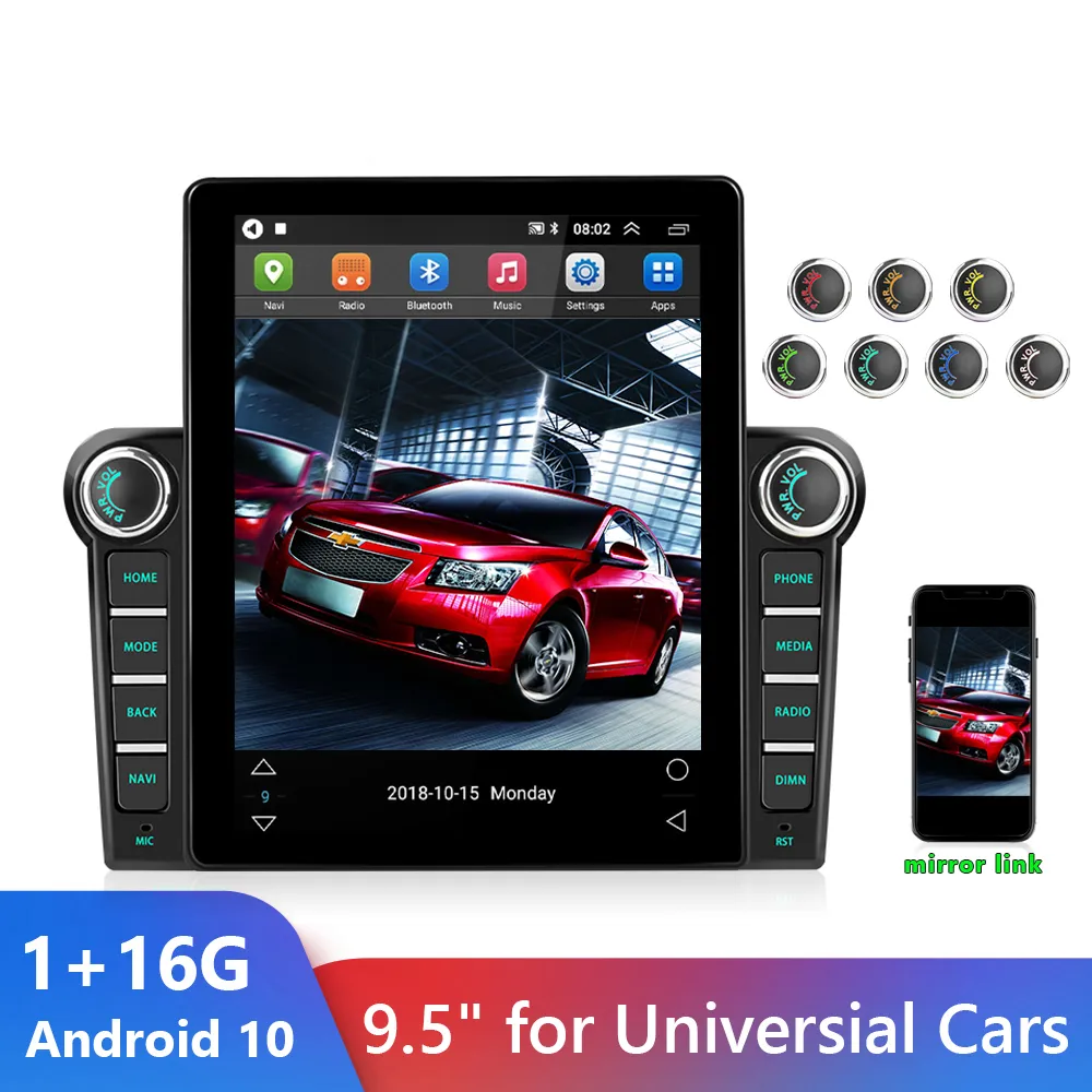 Schermo per autoradio Android 10 9.5 "2 din 1 + 16G Ricevitore stereo Car Multimedia Player Auto FM Navigatore GPS Audio per auto