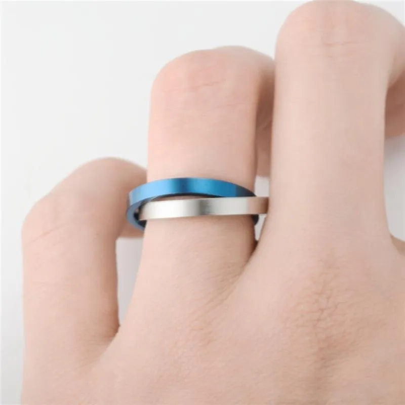 Cluster ringen Ephalus decompressie roterende roestvrijstalen unisex paar commitment verlovingsring niche titanium dubbel eenvoudig