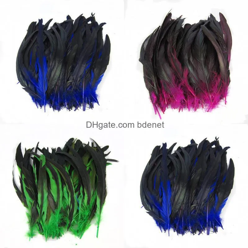 Décoration de fête bricolage décor plumes pour artisanat mariage Bdenet artisanat matériaux plume mâle cheveux queue noire peut être teint jllKki