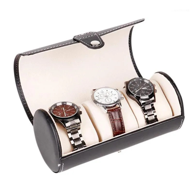 Lintimes New Black Color 3 Slot Watch Box Travel Case Wrist Roll Jewelry Collector Collector Organizer1267H