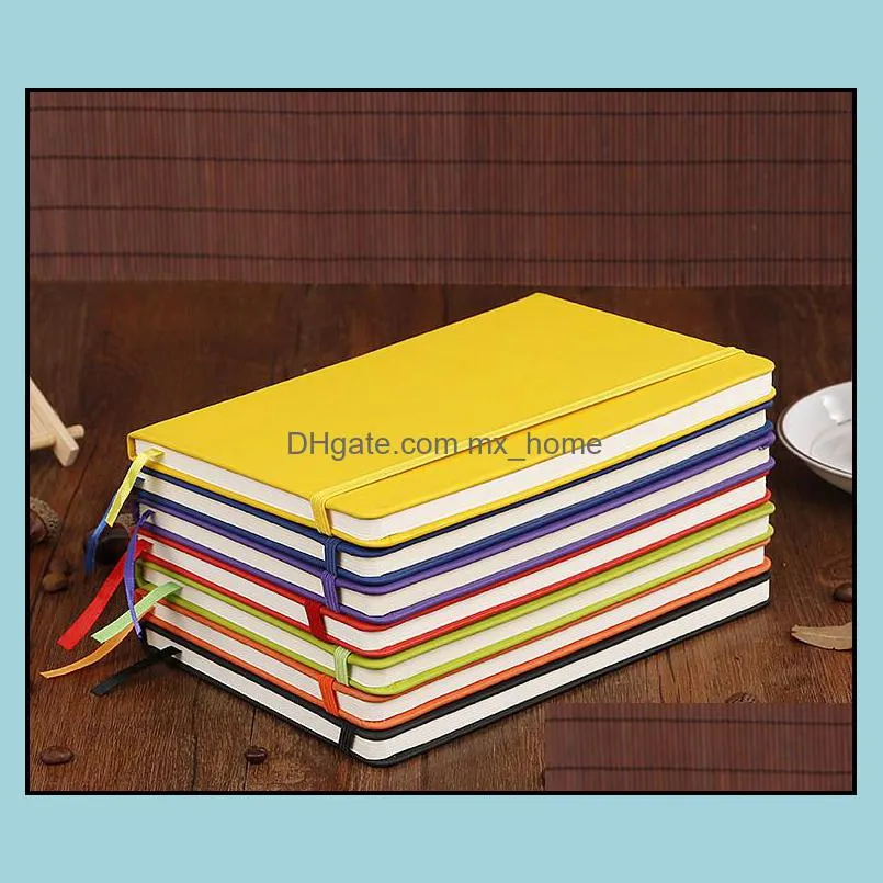 A5 Notebook Notepads Hardcover Classic Design PU Leather Lace with Rubber Closure Baned Study Home Office