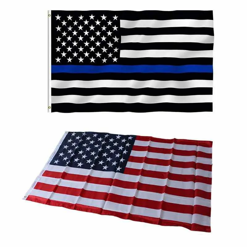 3'x 5' Foot American USA US National Flags Banner 90x150cm Thin Blue Flag Red Line Black White Stars and Stripes Brass Grommets