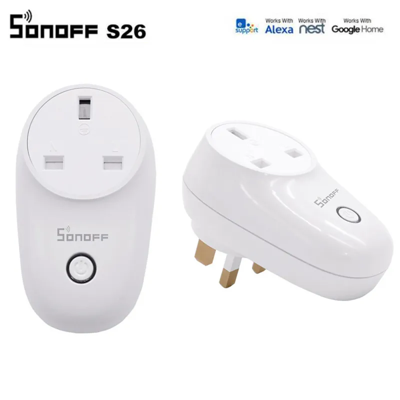 Hot Sonoff S26 WiFi Smart Soquete Sem Fio Plug-nos Power Sockets Smart Home Interruptor Trabalho com Alexa Google Assistant IFTTT