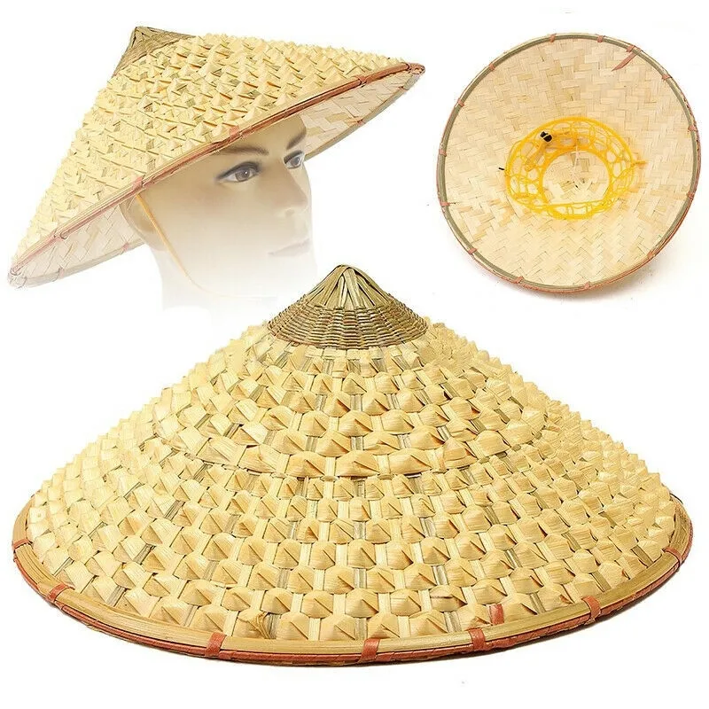 Vietnamesisch-japanischer Coolie-Stroh-Bambus-Kegel-Sonnenhut, Garten-Bauer, Angeln, Y200714