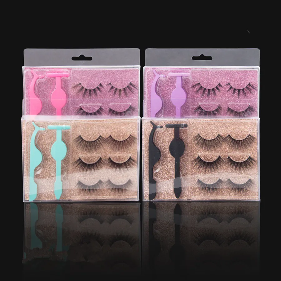 Mink False Eyelashes +Eyelashes Curler+Mescara Eyelahse Applicator Set Natural Long Eyelash Extentions Tools Make Up Tool