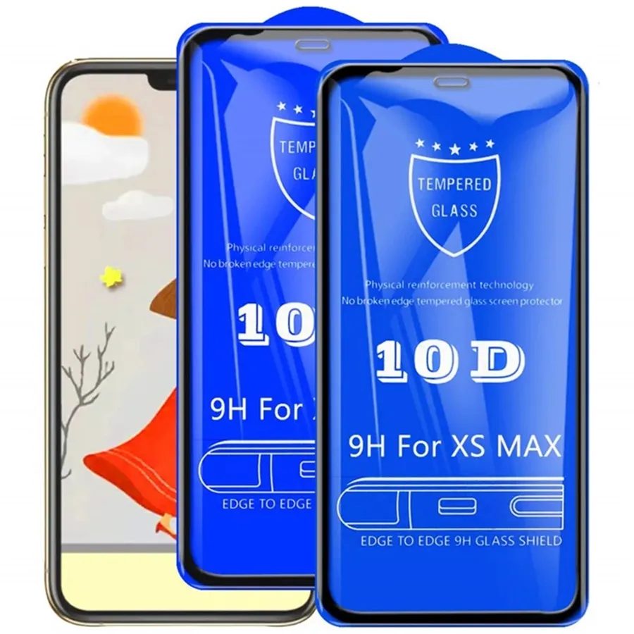 10D Temperli Cam Tam Kapak Ekran Koruyucu Film İPhone 15 14 13 Pro Max 12 Mini 11 XS XR X 8 7 6 Plus SE
