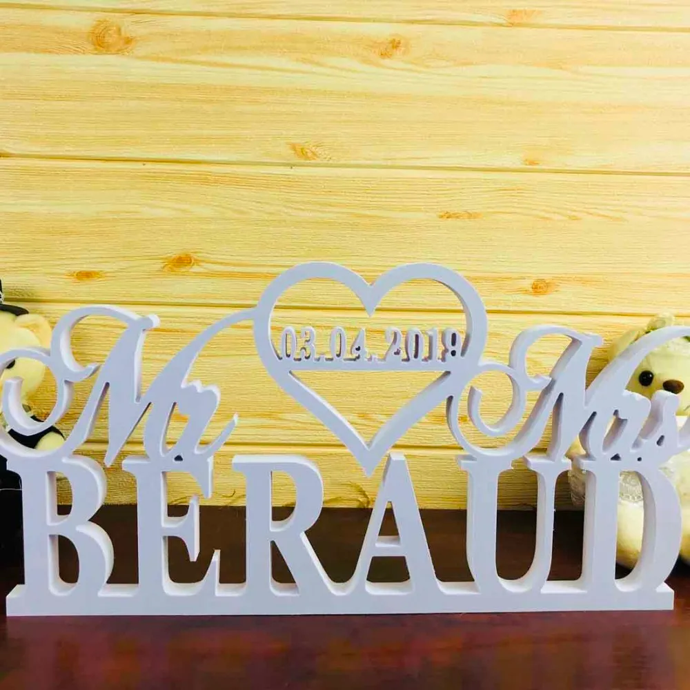 Custom Wedding Table Sign Personalized White Wedding Sign with Last Name Wedding Table Decor Mr and Mrs Sign Supplies (2)