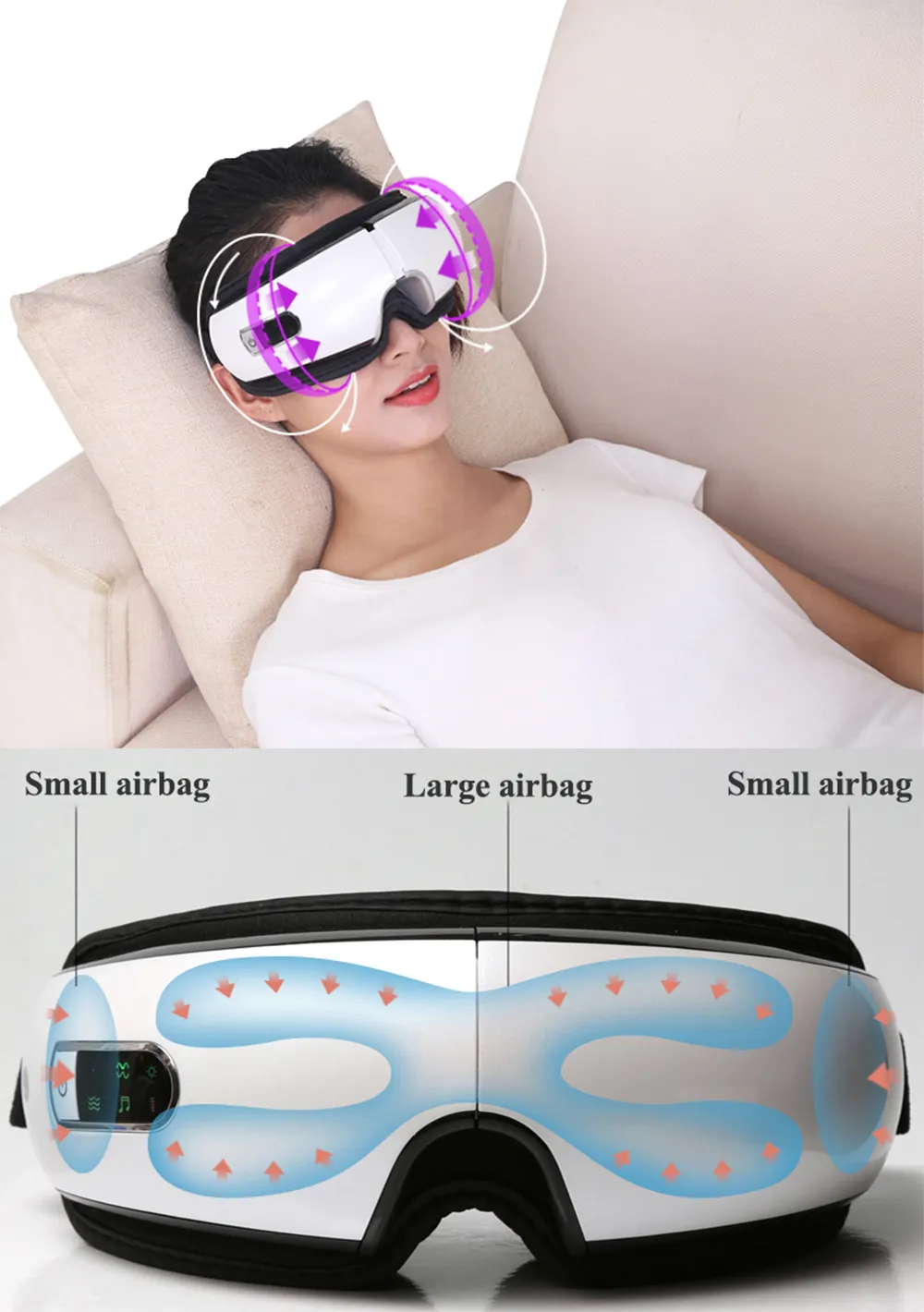 Trådlös Bluetooth Eye Massager med komprimera intelligent lufttryck Musik Fällbar enhet