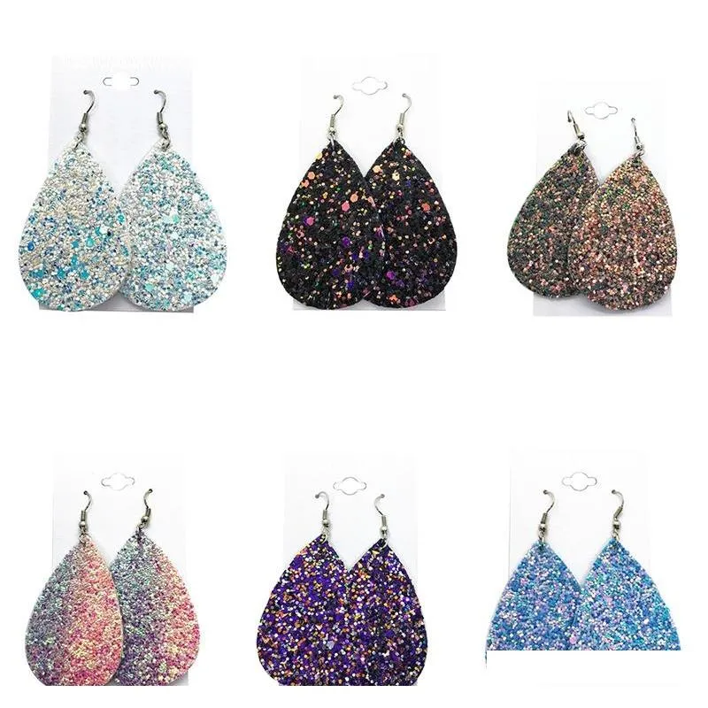 Bohemian Fashion Jewelry Simple Pendant Drop Earrings For Women Glitter Tear Leather Earrings 6 Color Best Friend Gifts A79-A8 Opgvo