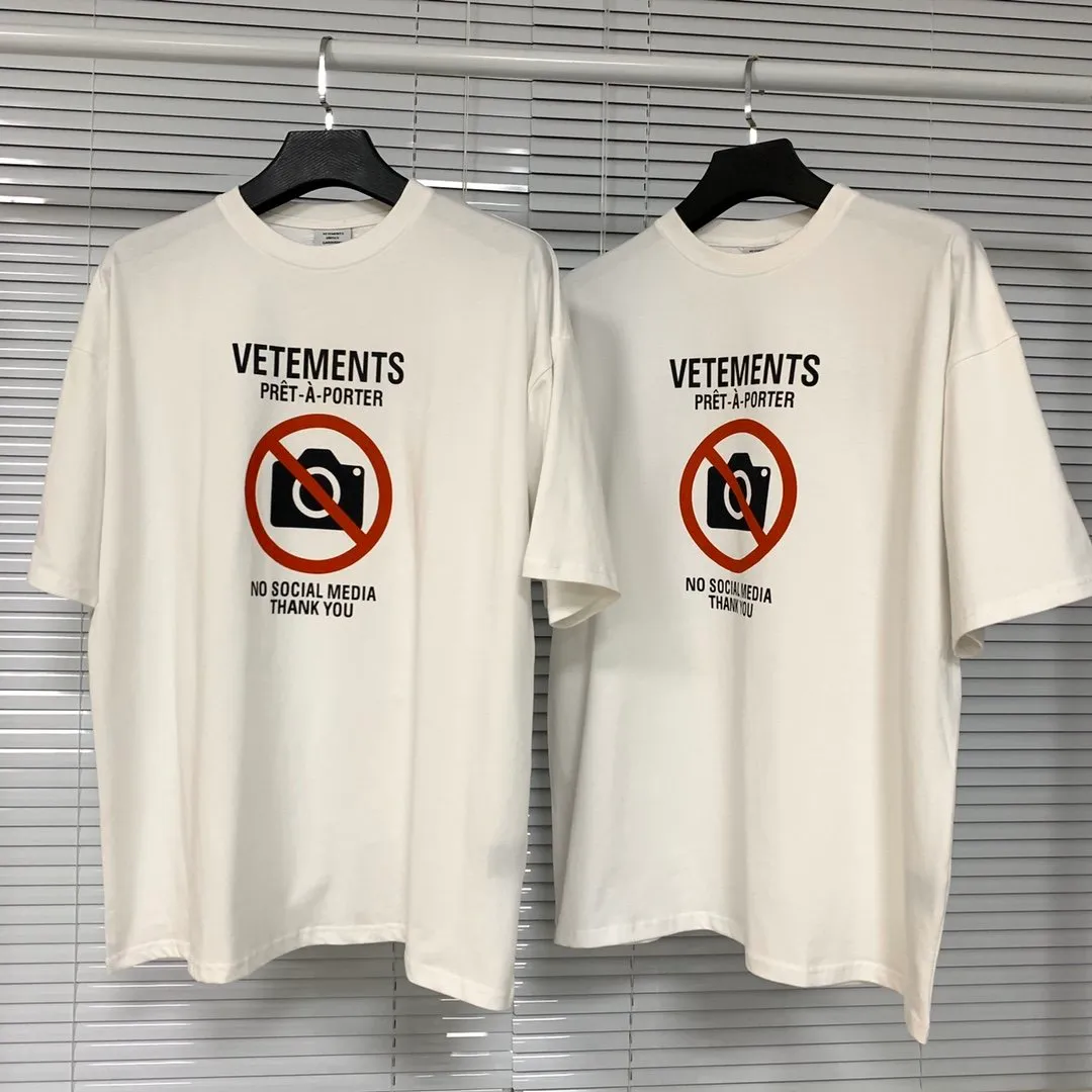 614s Mens T-Shirts 21SS Europe France Vetements Shop No Social Media Antisocial Embroidery Tshirt Fashion Mens T Shirts Women Clot