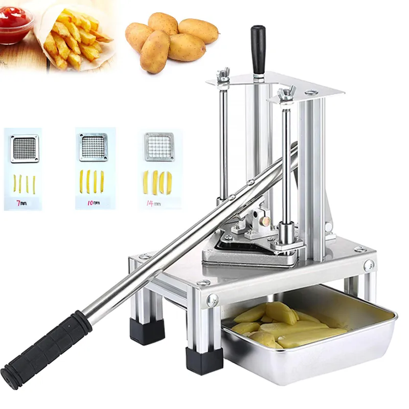 French Fry Potato Strip Cutter Potatoes Manual Vegetable Carrot Chips Cutting machine hand push Fries Chopper Slicer Blade