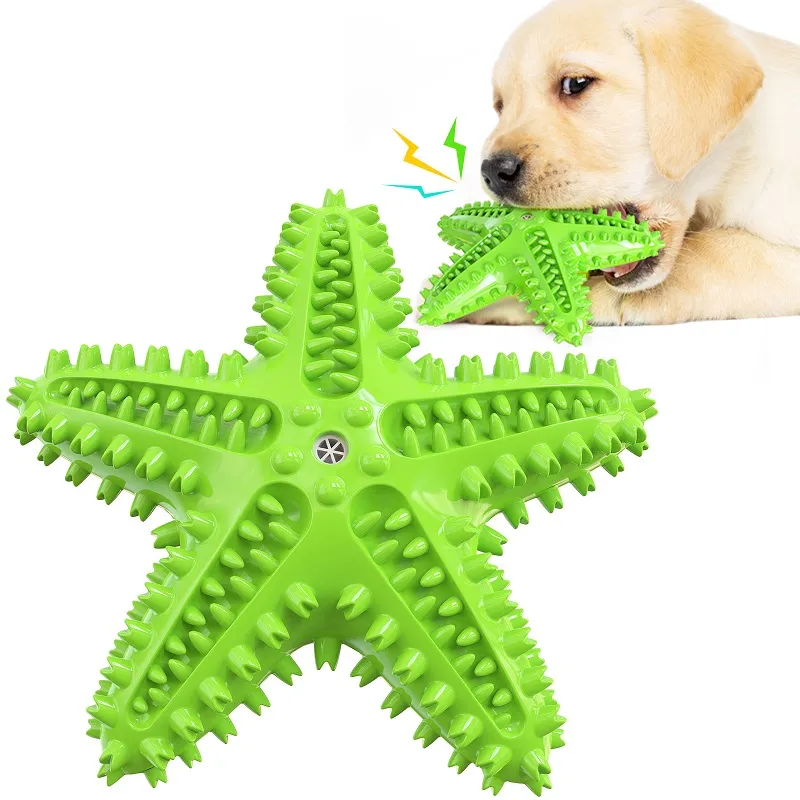 Pet Dog Sounding Chew Toy High Quality Rubber Starfish Shape Sounding Dog Tooth Brush Chewing Tool