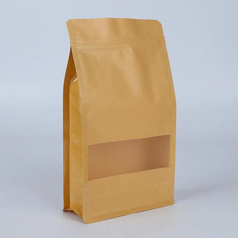 Chicchi di caffè Confezione di biscotti per pane sacchetto di imballaggio ottagonale per tè snack in carta kraft pacchetto di materiale alimentare personalizzato