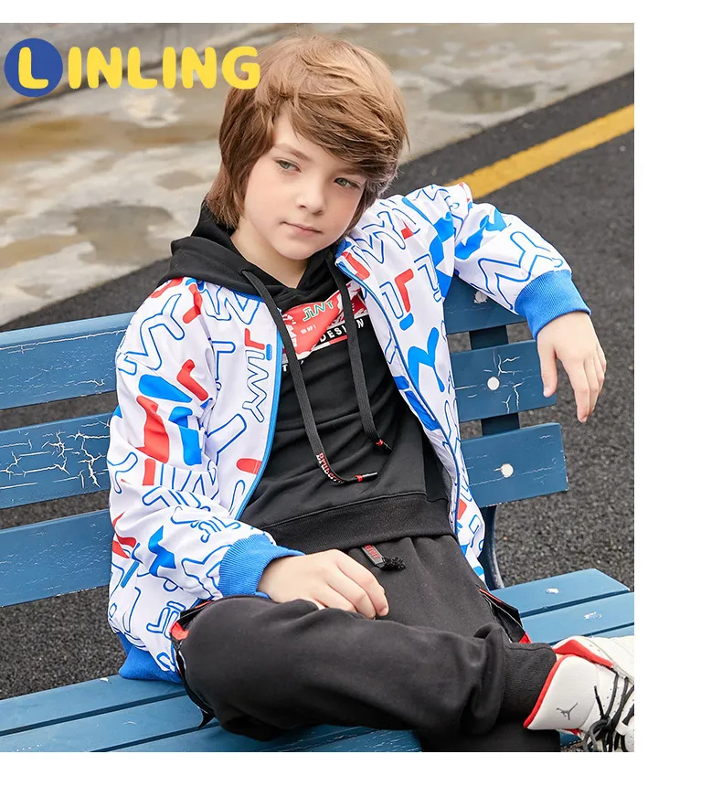 ラインリングストリートウェア子供のトップウェアジャケット男の子のアウターウェアファッション子供のジャケットコート新しい印刷された手紙クロスピースP296 201126