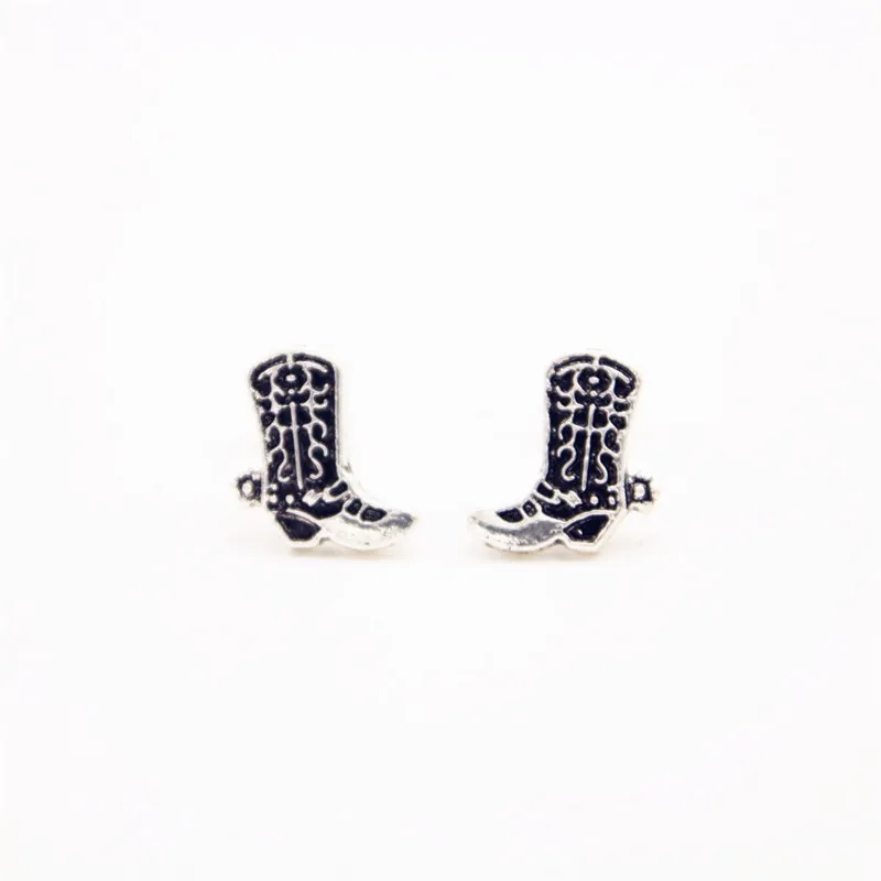 Trendy Boots Stud Earrings Antique Silver Plated Imitation Shoe Type Design Environmental Protection Material Suitable for Men And Women