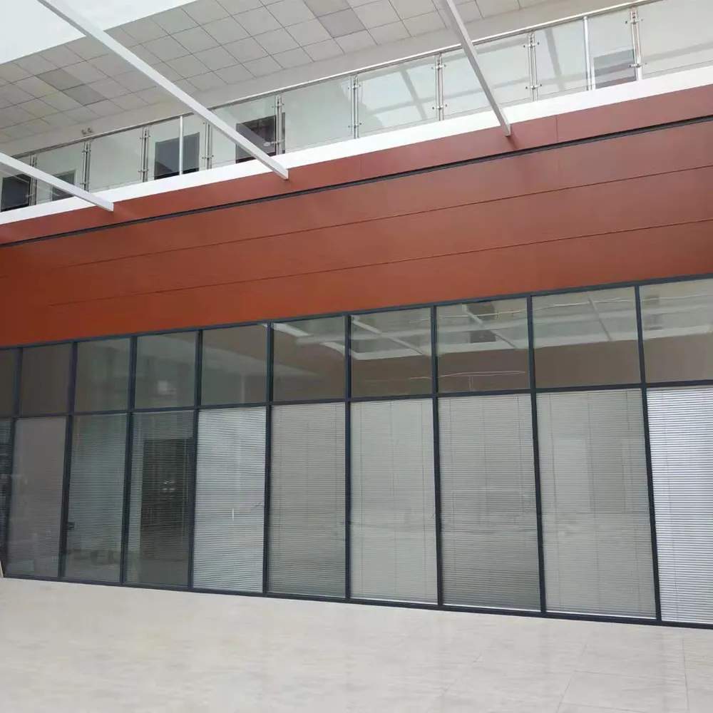 Room divider, customized Eu-100-44 steel aluminum frame double glass partition, high-grade sound insulation wall.