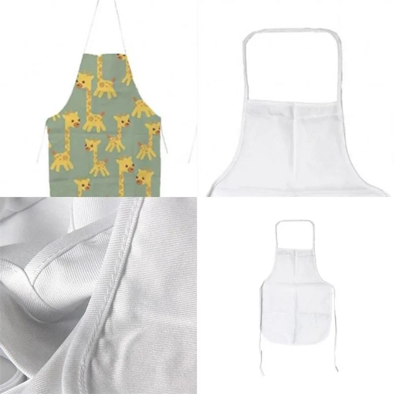 Sublimation Blanks Uniform Scarf Kitchen Oil Proof Antifouling Apron White 70x48 Canvas Pinafore Women Men Factory Direct 89ex M2