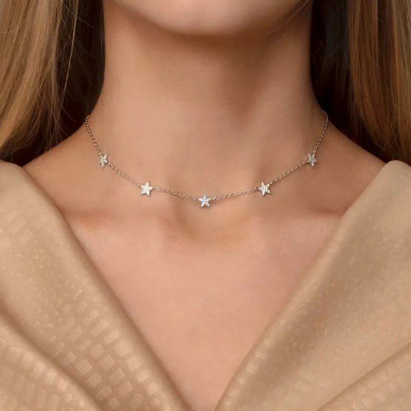 Vermeil 925 Sterling Silver Star Choker Necklace Cute Christmas Gift For Women Fine Star Necklace Silver From Yijewelry 7.86 DHgate.Com