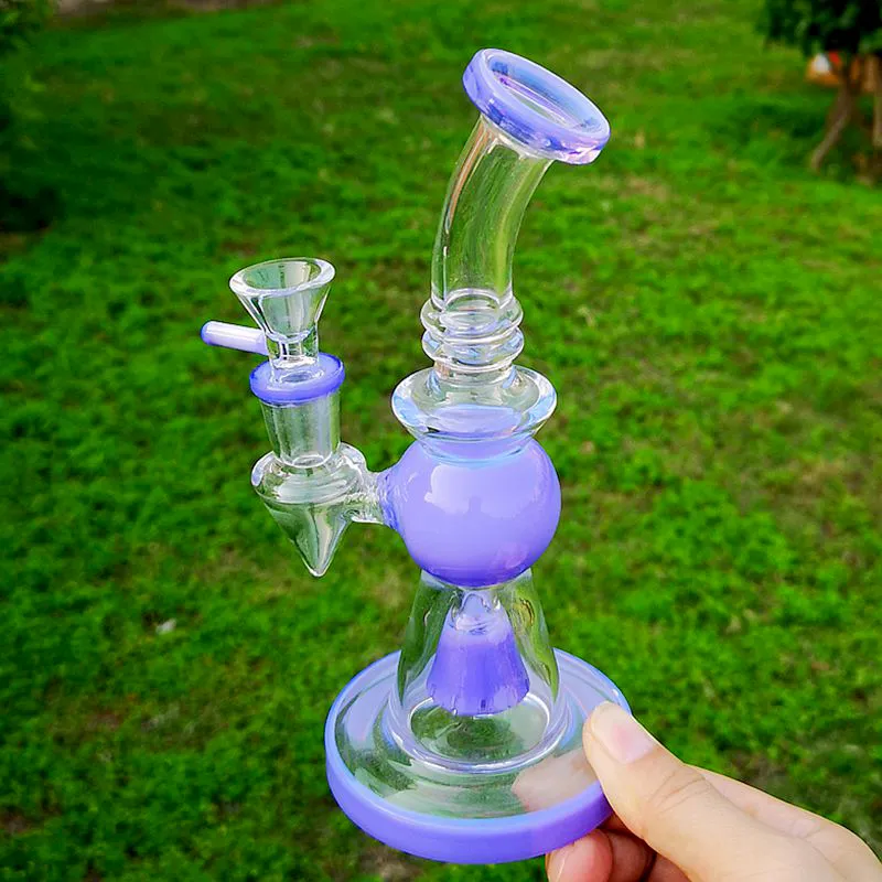 Bong in vetro inebrianti dal design piramidale Bocchino corto Nect Tubi per l'acqua 7 pollici Cera Olio Vetro Dab Rigs Bong verde viola