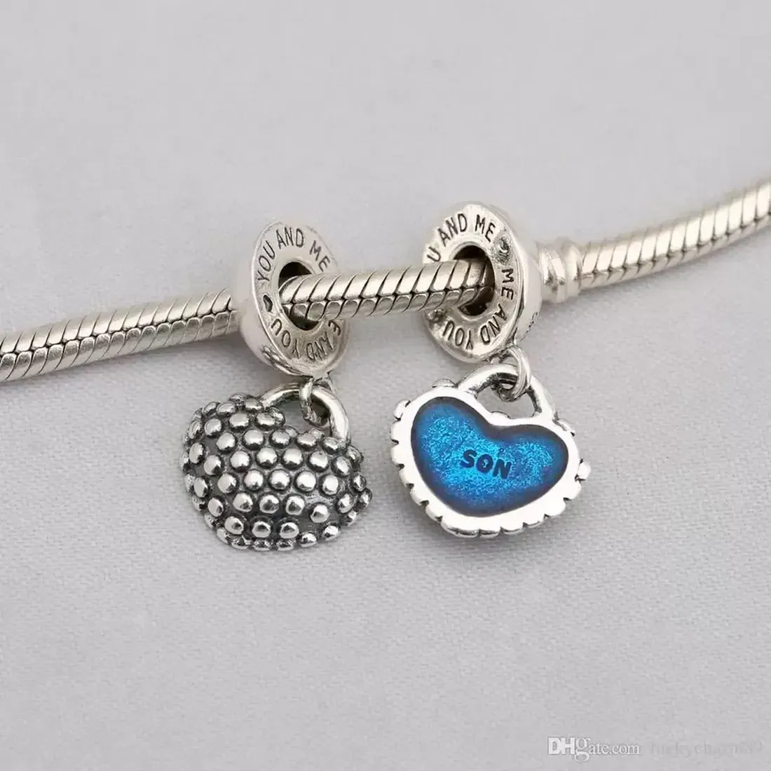 Designer Smycken 925 Silver Armband Charm Bead Fit Pandora Piece of My Heart Mother Son Dangle Slide Armband Beads European Style Charms Beaded Murano