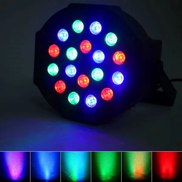 新しいデザイン24W 18-RGB LEDオート/ボイスコントロールDMX512移動ヘッド高輝度ミニステージランプ（AC 100-240V）ブラック移動ヘッドライト