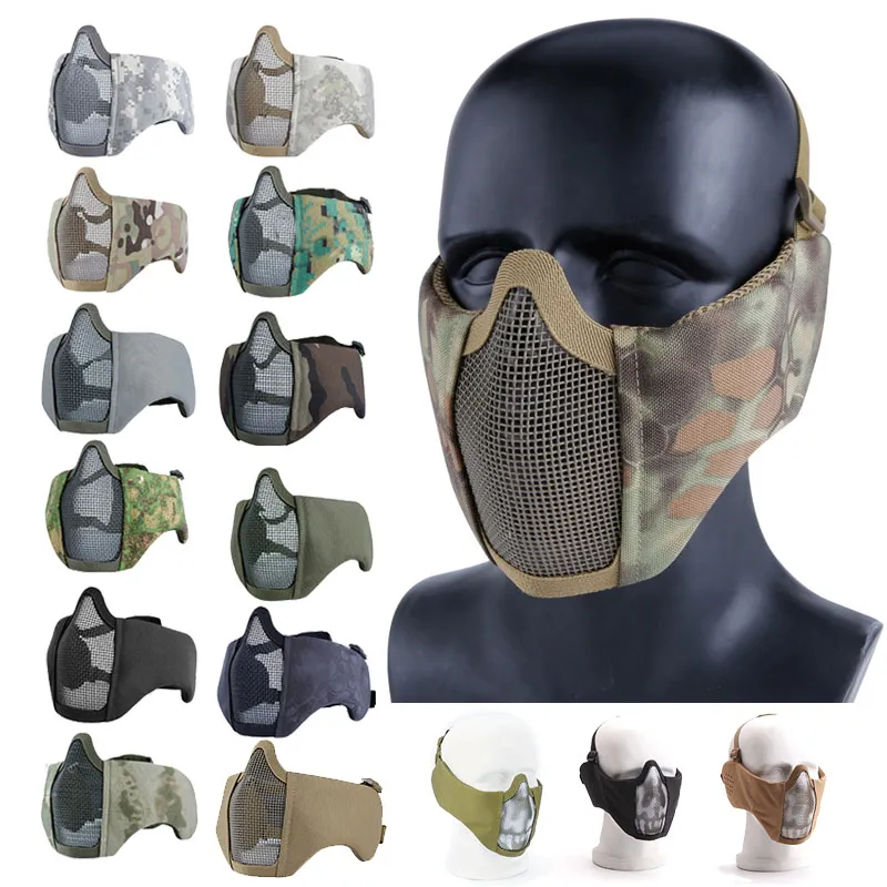 Outdoor Tactical Camouflage Airsoft Mask Airsoft Paintball Shooting Gear Half Face Protection No03-015