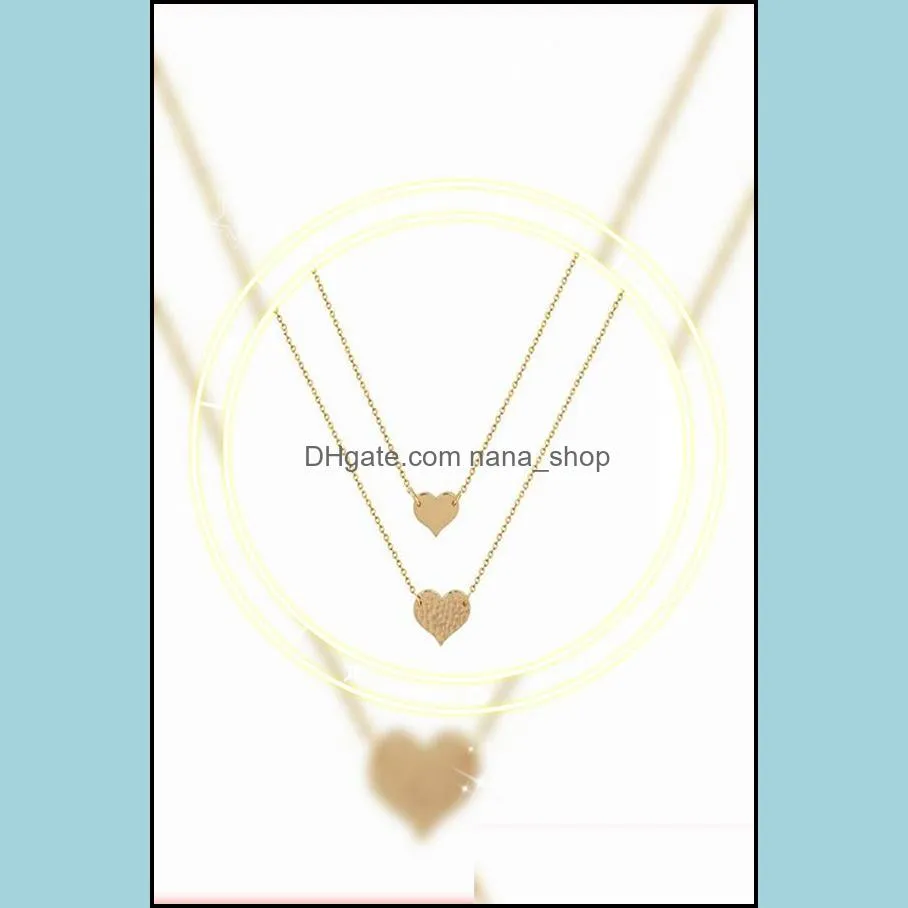 Layered Heart Necklace Pendant Handmade 18k Gold Plated Dainty Choker Arrow Bar Layering Long Necklaces for Women