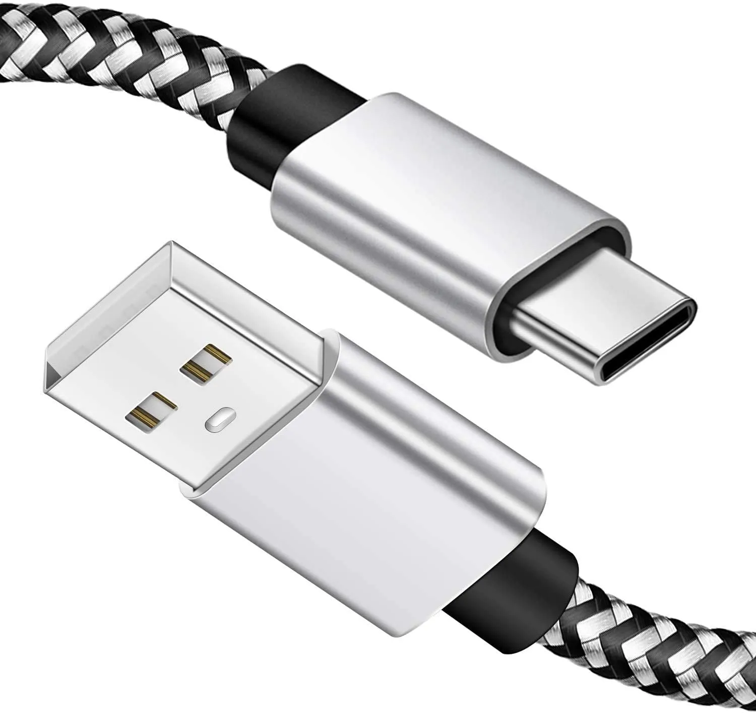 10ft USB C -laddningskabel Nylon flätad lång typ C -kabel för Samsung Galaxy S9 S10 S8 Plus Note10 9 8, Moto Z, Google Pixel, LG V4