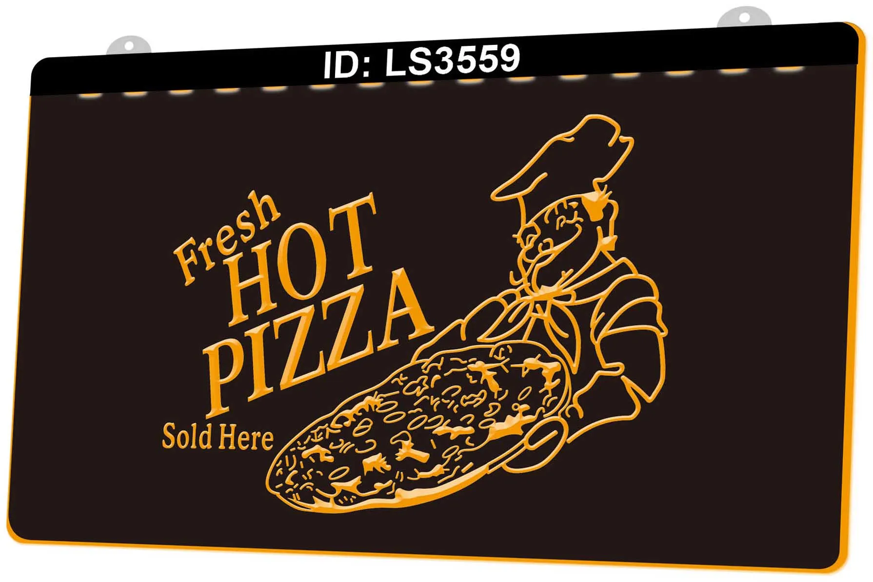 LS3559 Fresh Pizza Gravure 3D LED Light Sign Vente en gros au détail