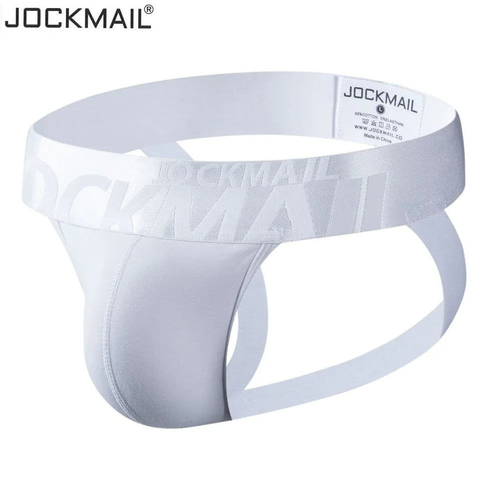 Jockmail Jockstrap Sexy Gay Men Underwear Cordas G corda Homens Thong pénis Bolsa Briefs Deslize Algodão Branco Preto