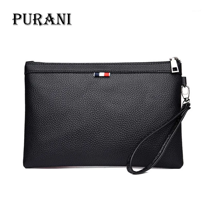 PURANI noir sacs à main hommes pochette sac à main décontracté en cuir PU hommes portefeuille Simple homme pochette sac à main grande capacité hommes Wallets1