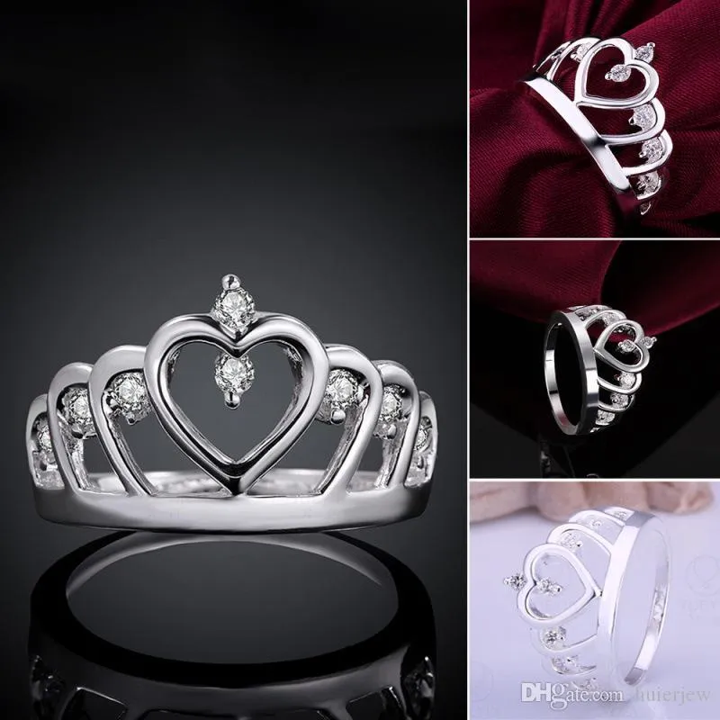 Anel Wedding Whols Diamante Fashion Traje Jóias 925 Sterling Prata Mulheres Masonic Crown Prata Anéis