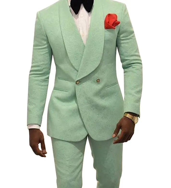 Blanc hommes mariage Tuxedos châle revers marié costumes Blazer 2 pièces Dobby bal fête dîner veste tenue sur mesure MadeJacket pantalon Bo274j