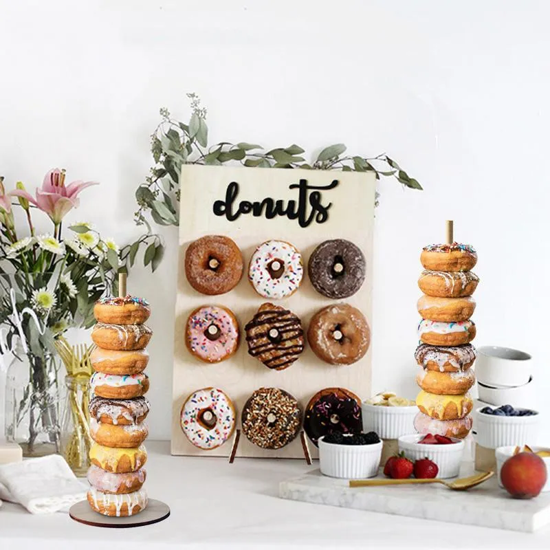 Party Decoration Donut Wall Stand Wedding DIY Donut Display Bar med Base Baby Shower Födelsedagstårta Dessert Table Decor