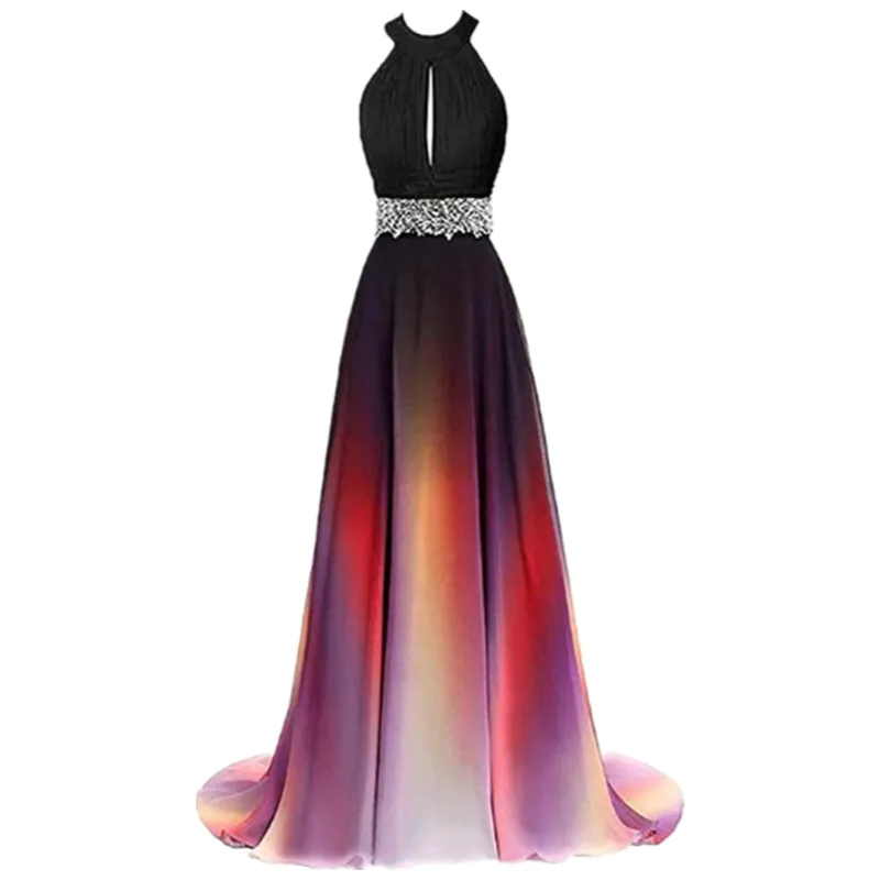 Halter Neckline Plus Size Chiffon Prom Dress with Lace-Up Back and Crystal  Beaded Sequins from Dhgate Prom Dresses - price 85.42