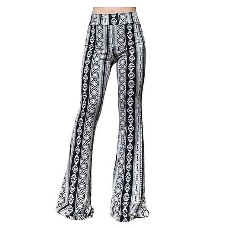 Fashion Boho Print Flare Leggings Спортивные брюки Урожай Пролетные брюки Женщины Повседневная Спорт Иога Танцевальные Брюки Белл Нижний Леггинсы H1221