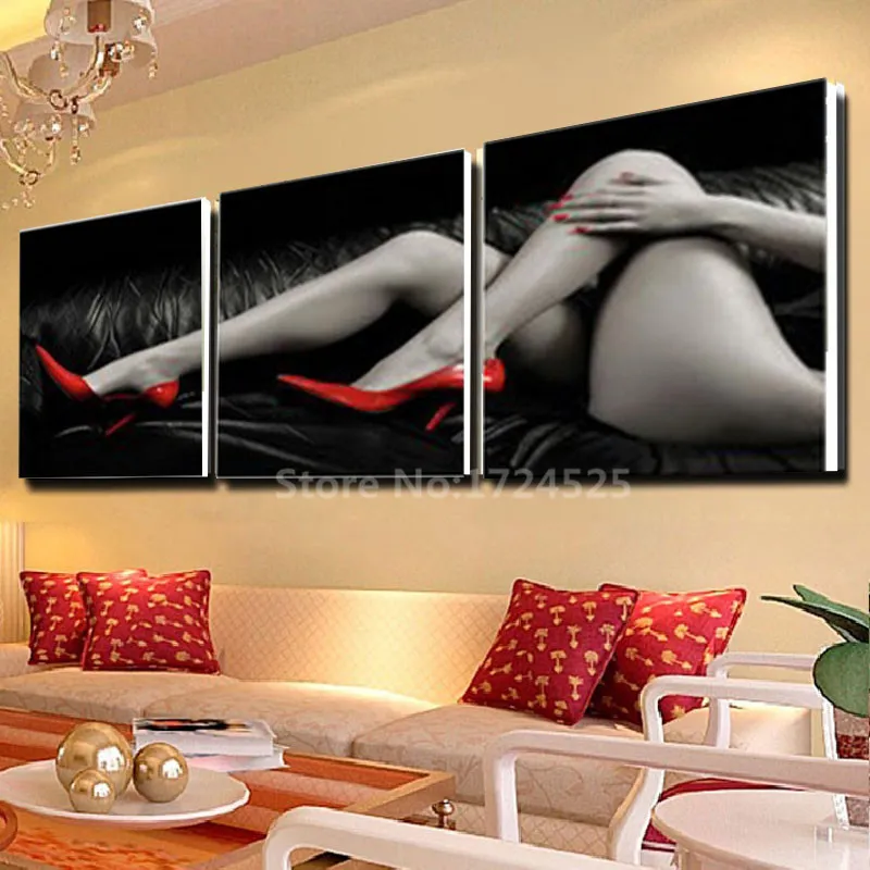 No-Frame-3-Pieces-Sexy-Lady-Cuadros-Canvas-Painting-Unframed-Abstract-Modular-Pictures-Home-Decor-Wall