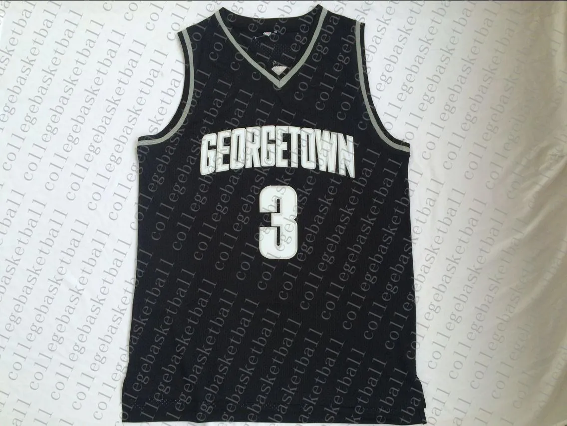 custom Allen Iverson #3 Georgetown Hoyas Black College Jersey Stitched Personaliseer elk nummer naam MANNEN DAMES JEUGD XS-5XL