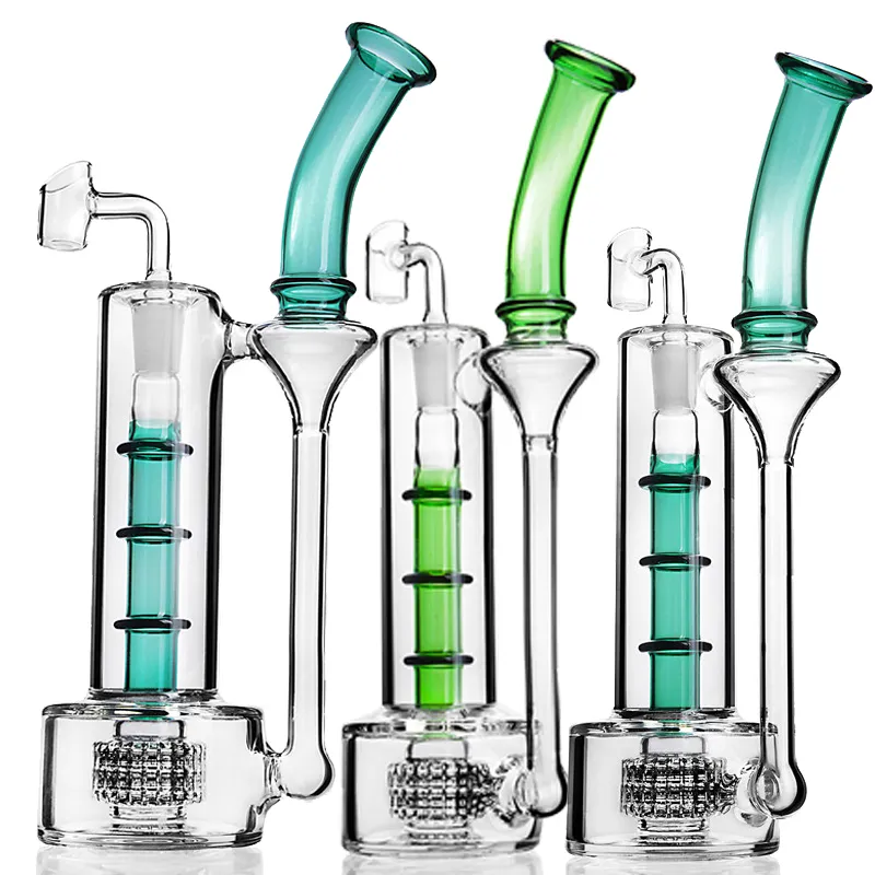 hookahs Glass Bong Beaker Bong Birdcage Perc Water Pipes Mobius Glass Bent Neck Dab Rig with Bamboo Bongs