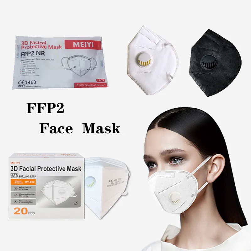 FFP2 قناع مع تنفس صمام EU CE شهادة FFP2 Maske حماية 5-طبقة FFP2 Maschera شحن مجاني