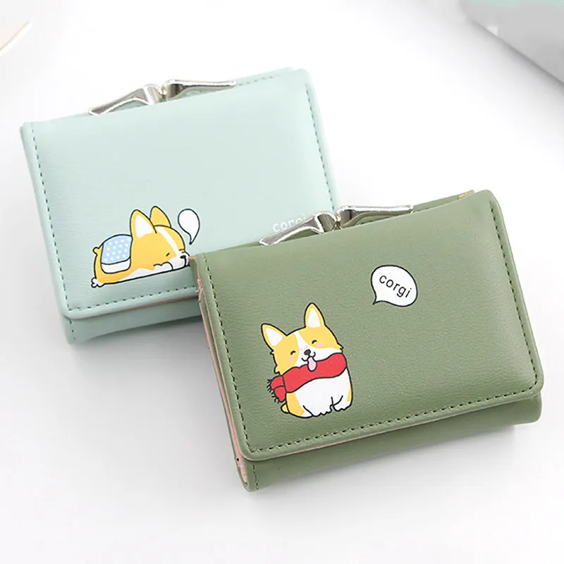 Cute Doge Design Kawaii Wallets PU Leather Short Money Purse With