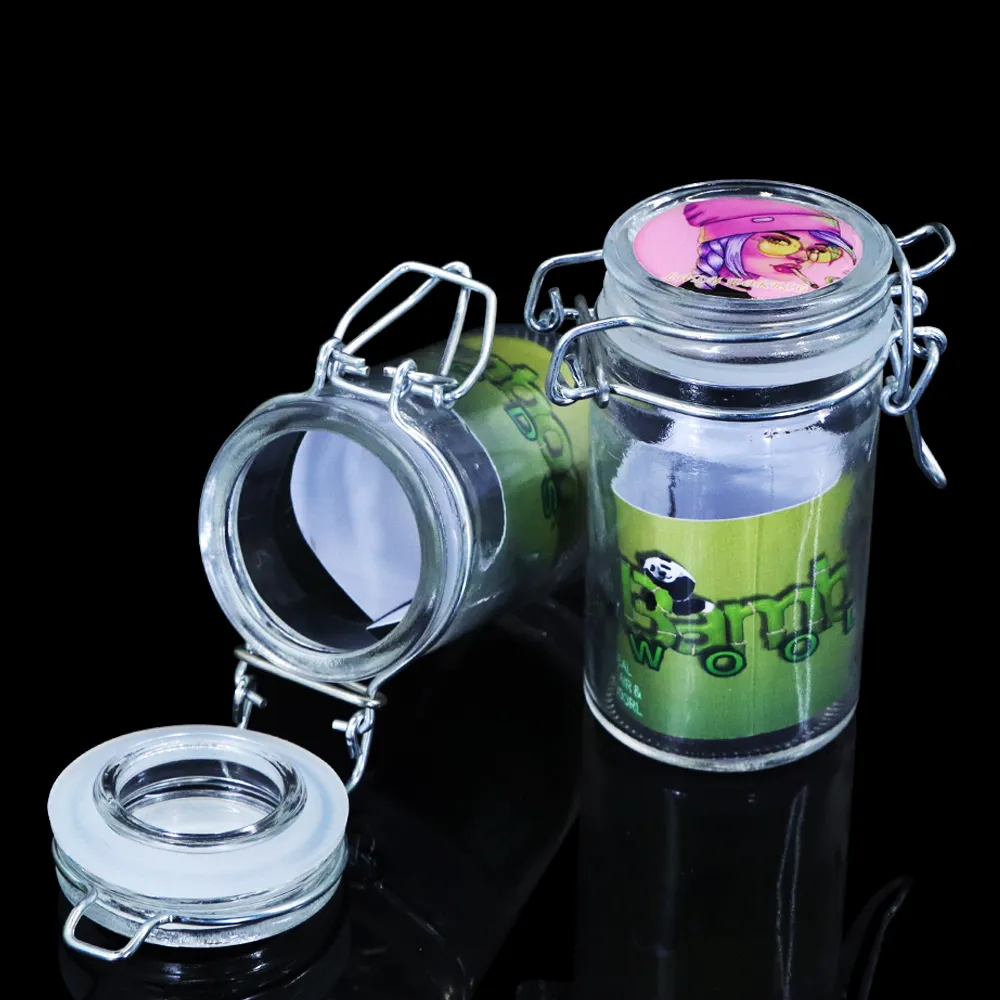 85 mm Fumer Verre Conteneur De Stockage Stash Jar Vide Joint Bambou Stash Bocaux Boîte Bouteille Étanche À L'air