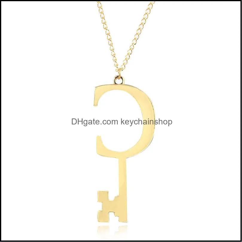 Halloween Animation Horror Movie Coraline The Secret Door Golden Key Alloy Keychain Key Chains Keyring Necklace Pendant Jewelry