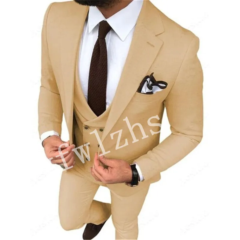 New Style Un bouton Beau Notch Lapel smokings marié hommes Costumes de mariage / Prom / Dîner Best Man Blazer (veste + pantalon + cravate + Gilet) W522