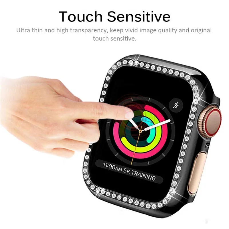 iWatch 시리즈 7 6 5 5 40mm 44mm 여성 보석 케이스에 대한 럭셔리 다이아몬드 보호 케이스 애플 시계 7 41mm 45mm SE 3 42mm 38mm 커버