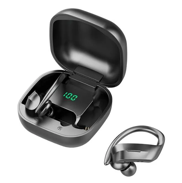 258 TWS Fashion Earhook Earbuds Headphone Headset 9D Surround Sound Sports Bluetooth Earphone With LED Display Charging Box